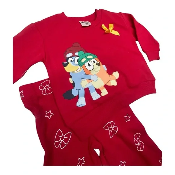 Bluey Red Baby Sweatshirt and matching pants (bell bottoms) baby girl 12M - Picture 3 of 11